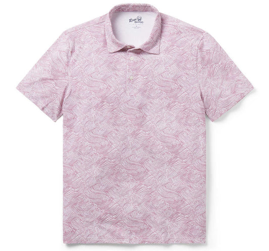 Red Molokai Channel Performance Polo Hawaiian Shirt