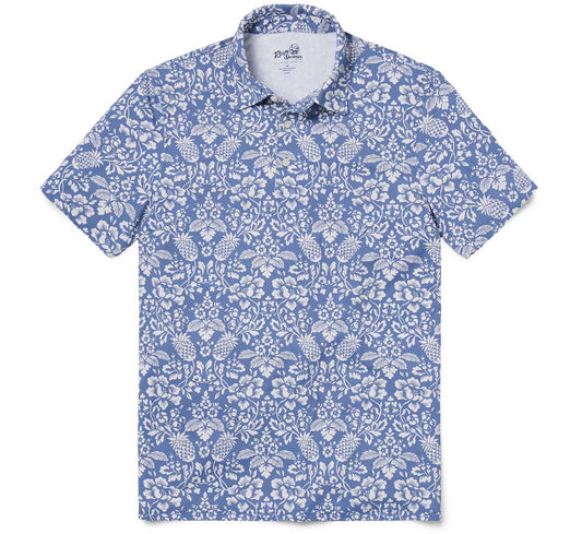 Blue Horizon Oahu Harvest Performance Polo Hawaiian Shirt