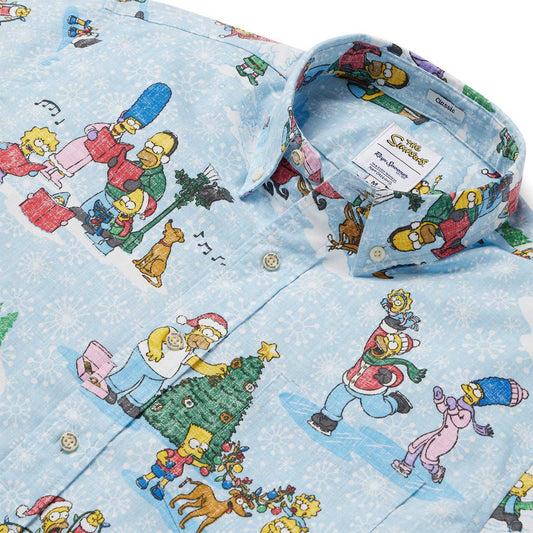 Light Blue Simpsons Greetings Hawaiian Shirt