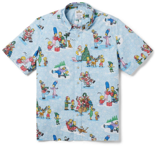 Light Blue Simpsons Greetings Hawaiian Shirt