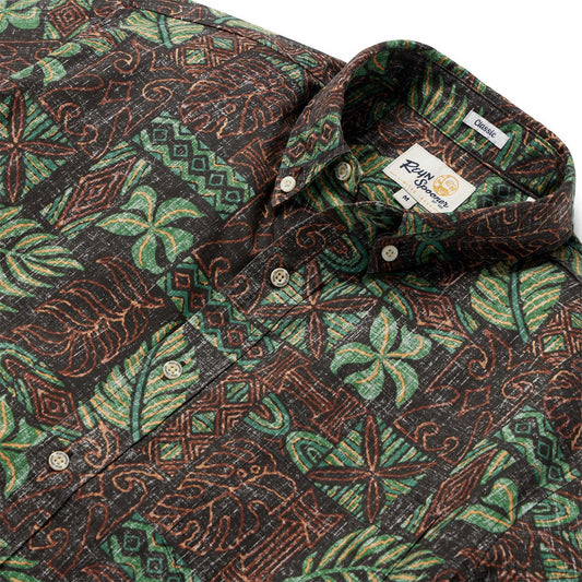 Black South Pacific Tapa Hawaiian Shirt