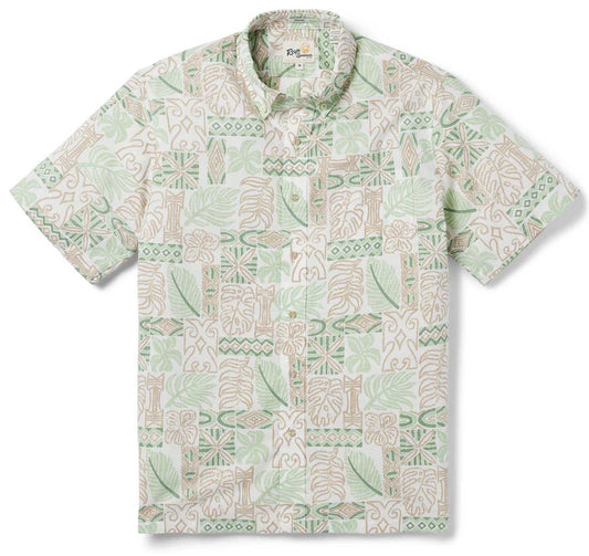 White South Pacific Tapa Hawaiian Shirt