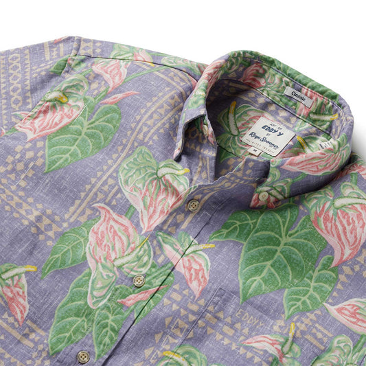 Purple Tapa Anthurium Hawaiian Shirt