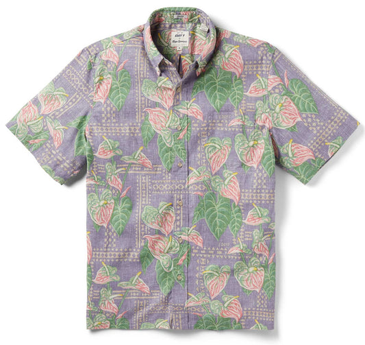 Purple Tapa Anthurium Hawaiian Shirt