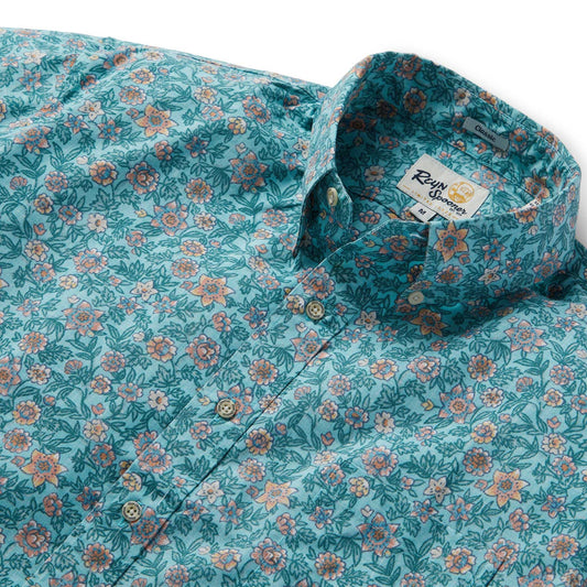 Turquoise Sea Wildflowers Hawaiian Shirt