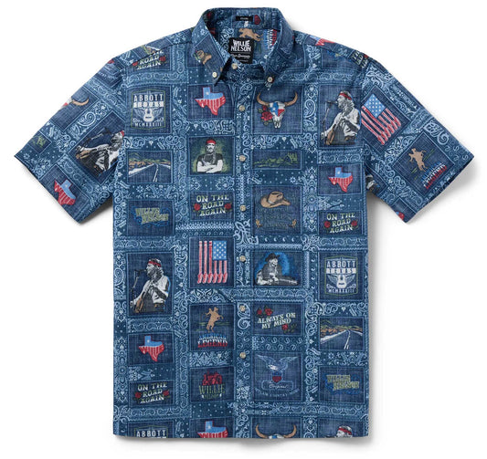 Navy Willie Nelson American Icon Hawaiian Shirt