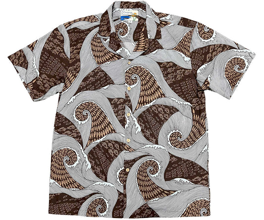 Brown Waves Hawaiian Shirt