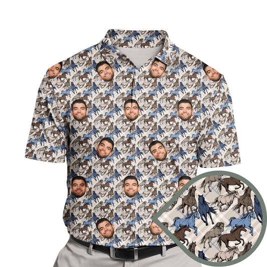 Horse Race | Funny Golf Shirts with Faces or Logos