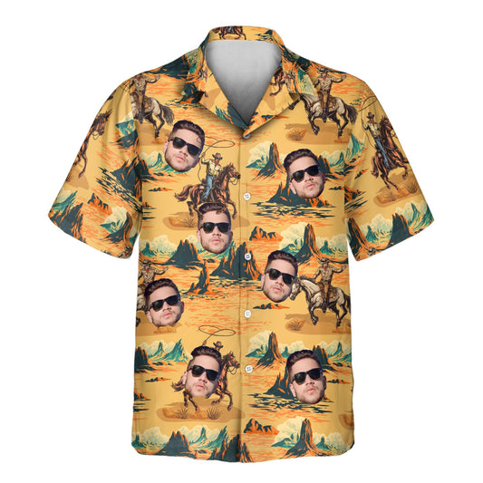 Retro Cowboy Rider | Aloha Custom Hawaiian Shirts with Faces or Logos