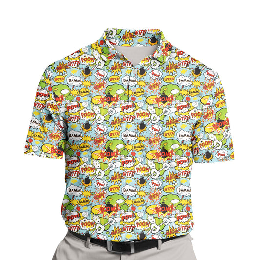 Comic Boom | Funny Golf Shirts with Faces or Logos