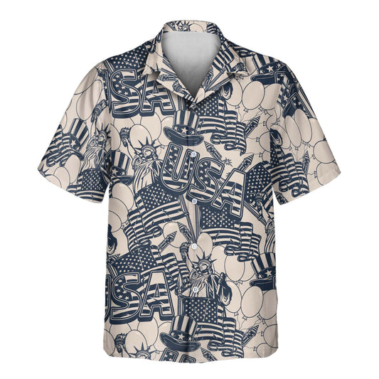 Navy & Ivory Patriot | Aloha Custom Hawaiian Shirts with Faces or Logos