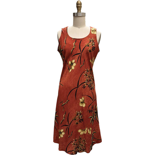 Rust Retro Oasis Tank Dress Hawaiian Shirt
