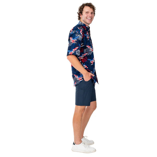 Men's Star-Spangled Celebration Button Down Hawaiian Shirt