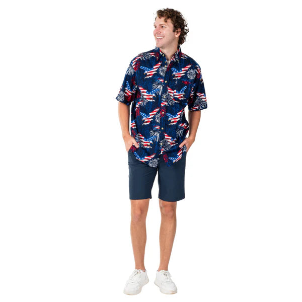 Men's Star-Spangled Celebration Button Down Hawaiian Shirt