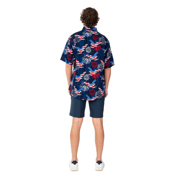 Men's Star-Spangled Celebration Button Down Hawaiian Shirt