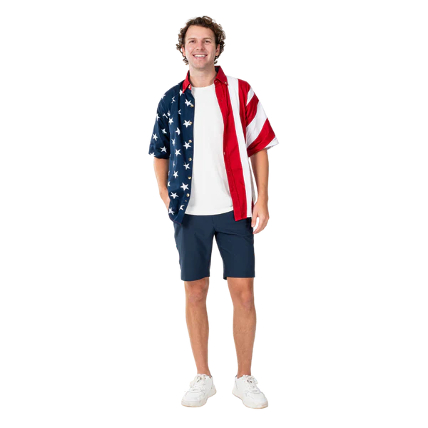 Men's Stars & Stripes Harmony Button-Down Hawaiian Shirt