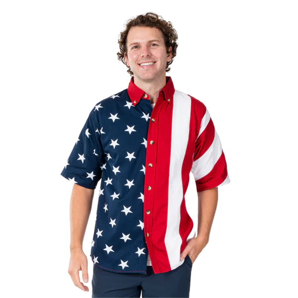 Men's Stars & Stripes Harmony Button-Down Hawaiian Shirt