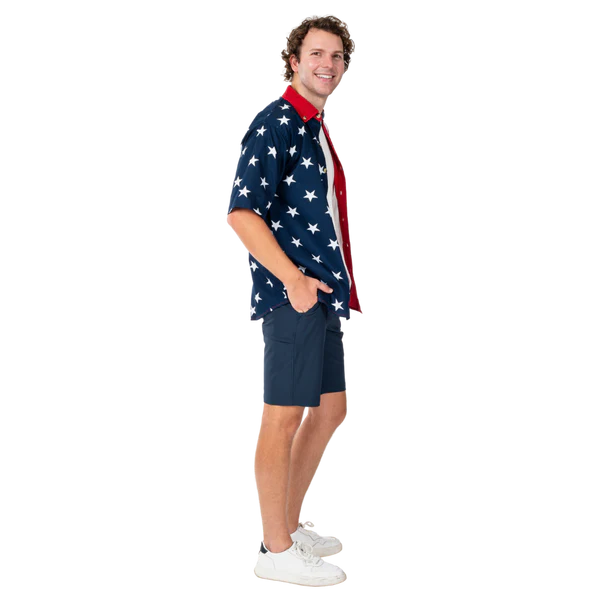 Men's Stars & Stripes Harmony Button-Down Hawaiian Shirt