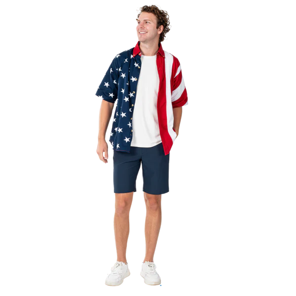 Men's Stars & Stripes Harmony Button-Down Hawaiian Shirt