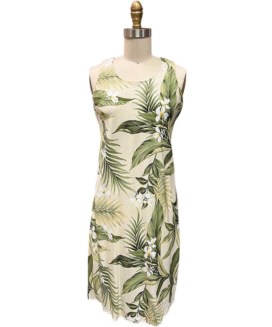 Khaki Ladies White Ginger Tank Dress Hawaiian Shirt