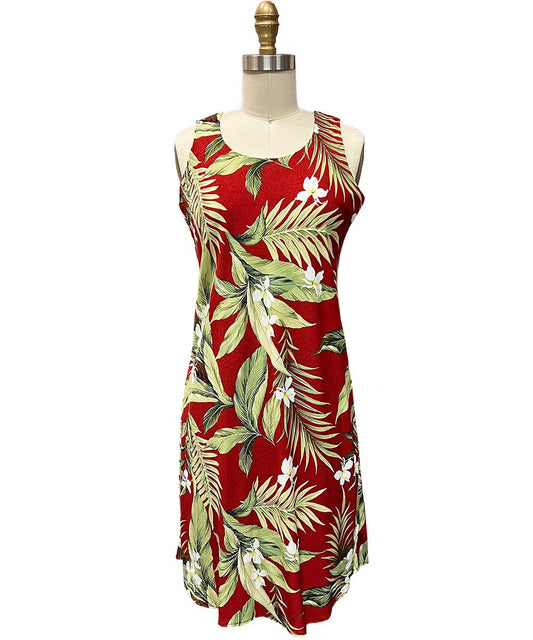 Red Ladies White Ginger Tank Dress Hawaiian Shirt