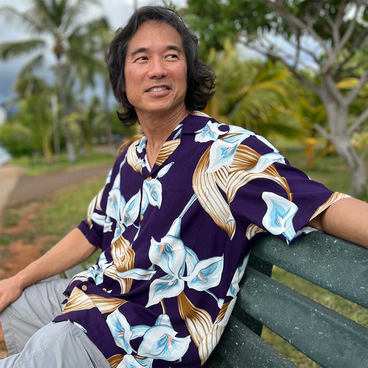 Calla Lily - (Magnum PI) - Purple Hawaiian Shirt
