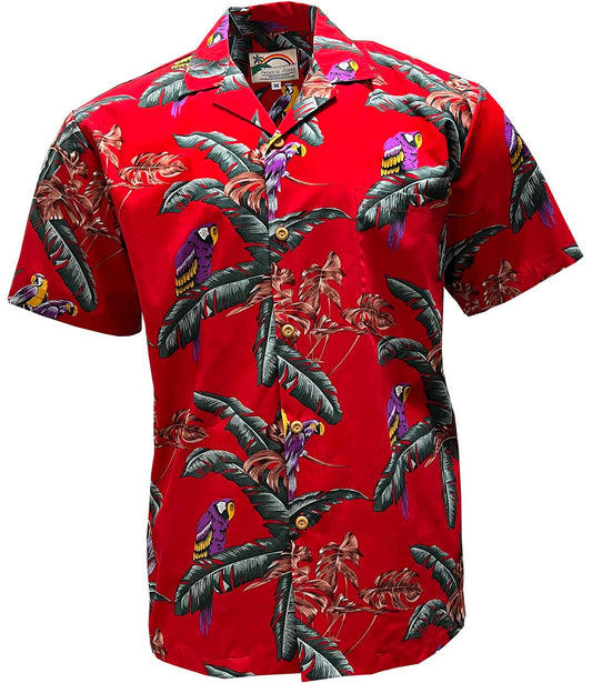 Jungle Bird Red Hawaiian Shirt (Cotton)